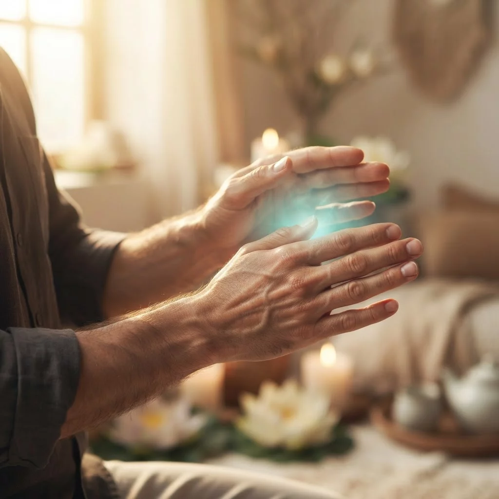 Trattamento Reiki: mani che trasmettono energia